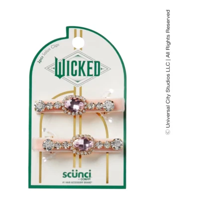 Scünci Wicked COLLECTORS EDITION 2PK Pink Velvet-Wrapped Salon Clips With Stones - Image 1 of 4