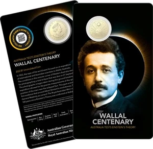 2022 Wallal Centenary Australia Tests Einstein's Theory $1 Uncirculated Coin - Imagen 1 de 3