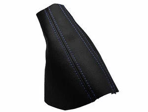 HYUNDAI COUPE (2001-2009) Cuffia Leva Freno 100% Vera Pelle - Cuciture Azzurro - Picture 1 of 1