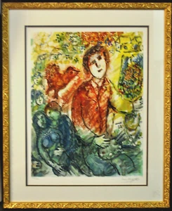 Placa Litografía Firmada Marc Chagall, "Le Peintre En Rouge", Prueba de Artista 1985 - Imagen 1 de 8