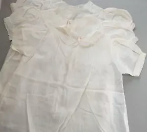 3 VTG Handmade Baby Dresses White Cotton Sheer Short Sleeve 1930-50s - Picture 1 of 19