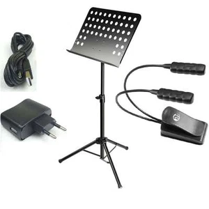 Notenständer zerlegbar + LED Notenpultleuchte + USB-Netzteil, Stativ Klemmlampe - Bild 1 von 12