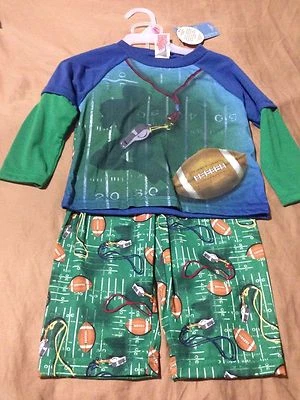 NWT FADED GLORY Boys long sleeves 2 piece footbal pajamas, size 18 mos - Image 1 of 4