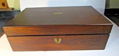 Antigua caja de viaje de escritorio americano para escribir correspondencia siglo XIX Foto 1 de 4