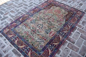 1930s Antique Caucasian Pictorial Rug 5x7 Floral Low Piles Animal Design Carpet - Picture 1 of 12
