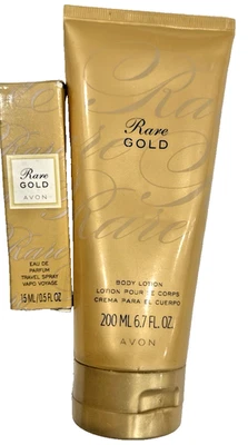 Avon Rare Gold Perfume Travel Spray .5 fl oz Eau de Parfum & Body Lotion 6.7 fl. Foto 1 de 4