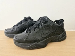 Nike Air Monarch IV Triple Black Trainers Leather 415445-001 Size UK 9 EU 44 - Picture 1 of 9