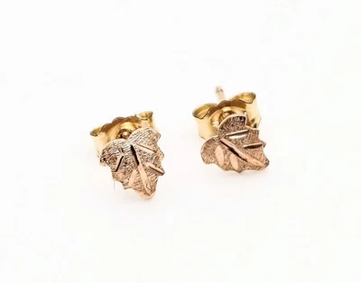 Mini 10K Black Hills Gold Rose Gold Leaves Earrings - FAST SHIPPING - Image 1 of 3
