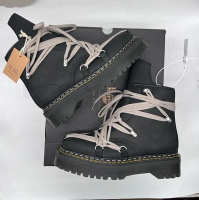 Rick Owens Dr. Martens DRKSHDW 1460 Quad Sole Megalace Boot Black New 6 9 10 12 - Image 1 of 4