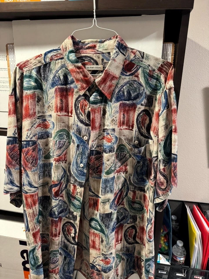 Camisa Birmania Bibas Roja Paisley Muy Bonita Hermosa DEBE VER #21 Foto 1 de 1