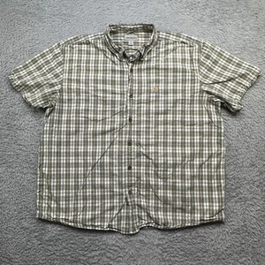 Carhartt Shirt Mens 2XL Green Plaid Relaxed-Fit Short Sleeve Button-Down - Picture 1 of 9