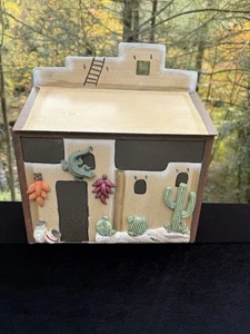 Vintage Southwest 3D Pueblo Metal 12" X 13" Wall Mount Cactus Gekko Mailbox - Picture 1 of 16