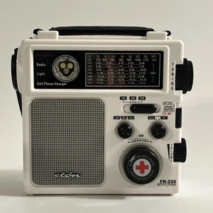 Radio Eton FR-250 AM/FM/onda corta DX con luce/sirena/manovella bianca funzionante - Foto 1 di 18