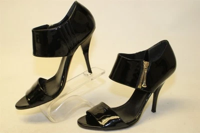 Gucci Black Patent Leather Heeled Sandal Women Size 8 38 Italy Made Shoes 225516 - Image 1 of 4