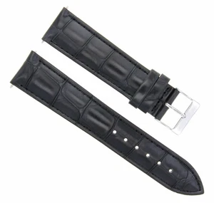 21MM LEATHER WATCH BAND STRAP FOR ORIENT 2nd GEN.BAMBINO VERSION 1 WATCH BLACK - Picture 1 of 5