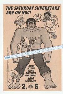 1982 The GARY COLEMAN SHOW NBC rivista di cartoni animati AD~INCREDIBLE HULK~Puffi - Foto 1 di 1