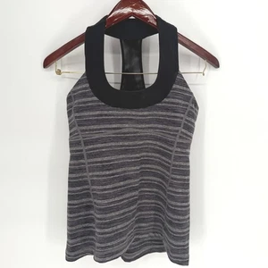 Lululemon Striped Racerback Tank Top Built-in Bra Athletic Athleisure Women's 8 - Picture 1 of 4