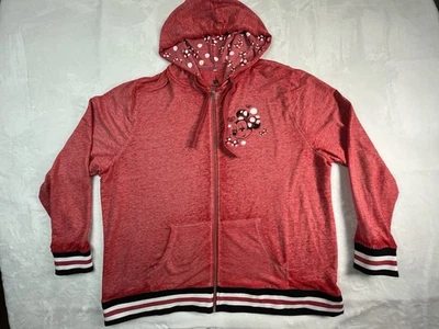 Jaqueta com capuz Disney Park feminina 3X com zíper leve Minnie Mouse vermelha - Imagem 1 de 4