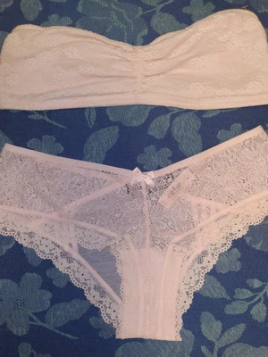 VICTORIA'S SECRET BRA SET SZ.M-L BANDEAU BRA SHEER HI LEG PANTY M NWOT/NWT - Image 1 of 4