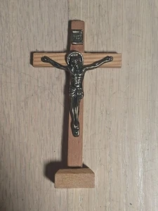 Vintage Holz Metall Wand Kreuz Kruzifix Heilig Religiös Christus 4,5"  - Bild 1 von 5