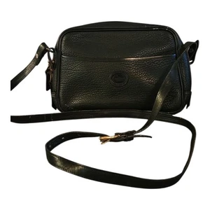 Cartera Bandolera De Colección Dooney and Bourke Cremallera Cuero Guijarro Negro LEER Rara - Imagen 1 de 14