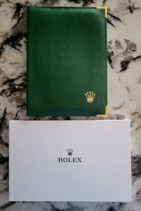 Authentic Rolex Green Leather Card Wallet Passport Holder + 2016 Watch Book - Picture 1 of 17