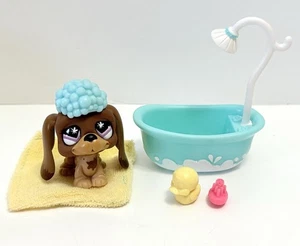 Authentischer Littlest Pet Shop #665 quietschsaubere Haustiere Basset Hund mit Bad & Zugang - Bild 1 von 11