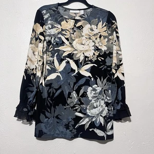 Susan Graver Women's Long Sleeve Floral Pullover Tunic Blouse Size S - Picture 1 of 6
