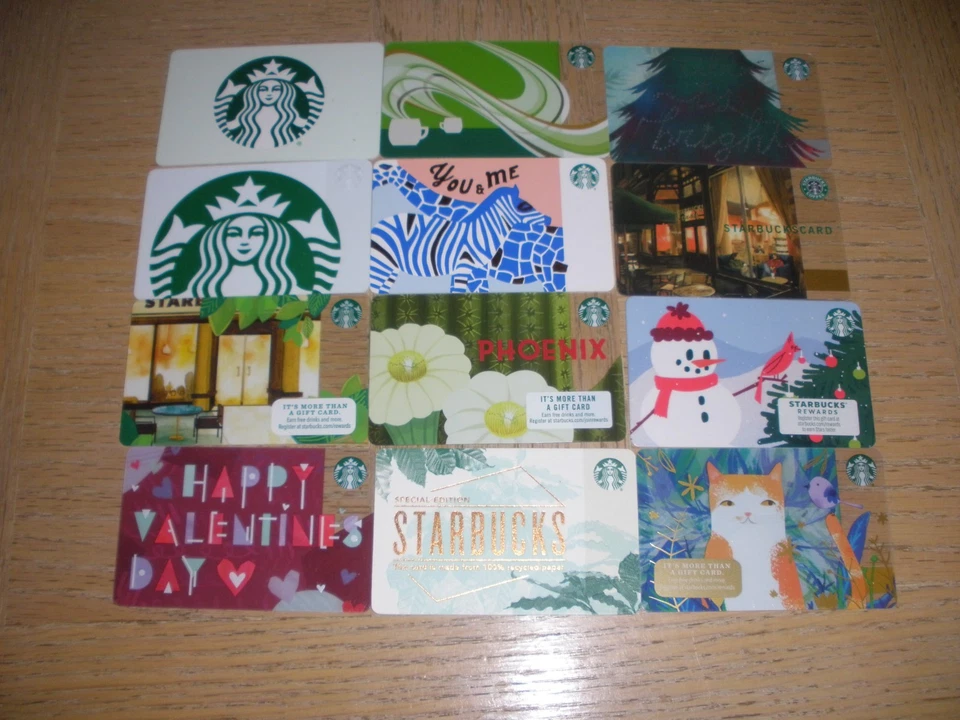 Starbucks U. S. A. #4    12 different new and used collectible gift cards - Image 1 of 1