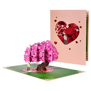 3D Popup Heart Tree Greeting Cards Valentines Day Invitation Card for Festival - Picture 1 of 8