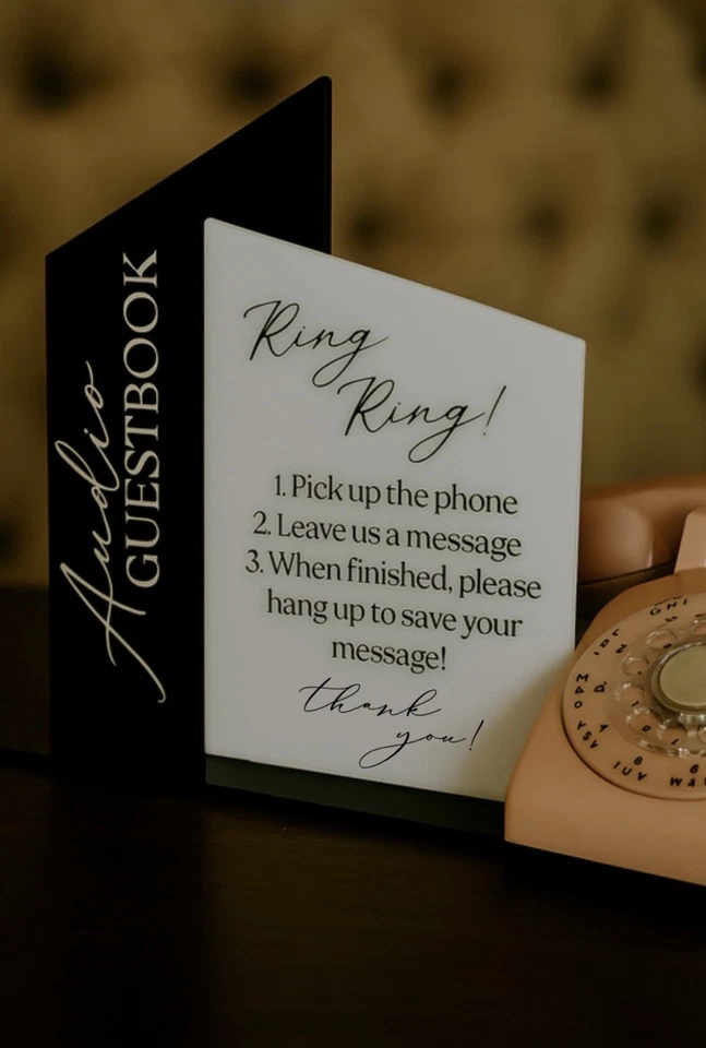 Libro de visitas de audio para bodas incluye cartel de dejar un mensaje Foto 1 de 2