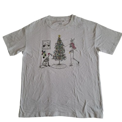 NUEVO CON ETIQUETAS Camiseta American Eagle Vacaciones Navidad Esqueleto Gráfico Blanco Mujer Talla M Foto 1 de 4