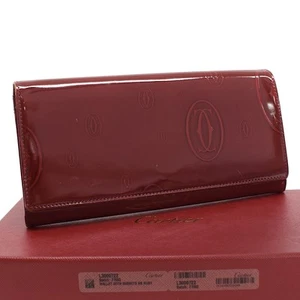 Cartier Wallet with Gussets HB L3000722 Envelope Burgundy Patent Leather T00R - Picture 1 of 9