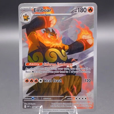 Emboar - 098/086 Illustration Rare SV: White Flare Pokemon TCG NM - Image 1 of 2
