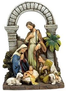 Nativity Set Scene 8.5” Holy Family Shepherd Arch Animals EUC - Picture 1 of 6