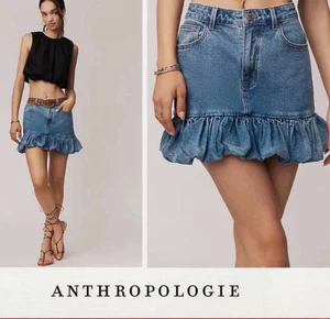 Minifalda Anthropologie Siempre The Label Denim Burbuja Volantes Dobladillo Talla S Corta - Imagen 1 de 11