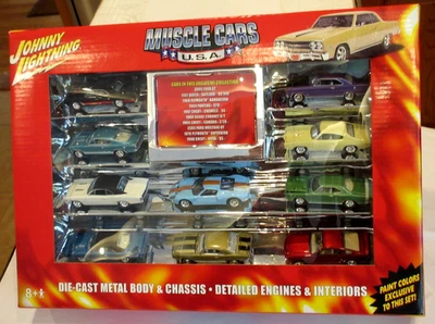 JOHNNY LIGHTNING MUSCLE CARS U.S.A. 10 CAR BOX SET With 4 WHITE LIGHTNINGS ~READ - Image 1 of 4