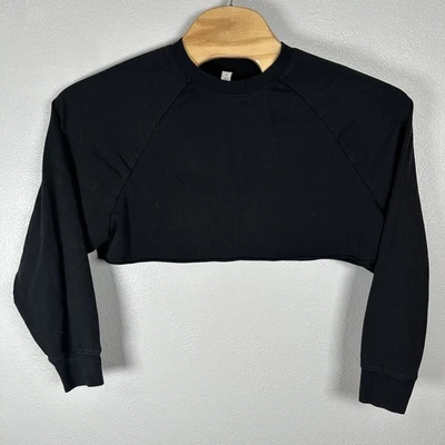 Alo Yoga Cropped Black Lightweight Sweatshirt Womens Size Small Long Sleeve - Image 1 of 4