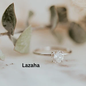 Anello di Fidanzamento Donna 1 Ct Moissanite Taglio Tondo Oro Bianco 18K Solitario - Foto 1 di 9