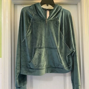 Victoria Secret türkis/grün Velour Trainingsanzug Cropped Hoodie Jogger - Bild 1 von 6