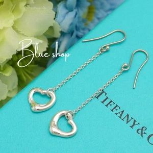Tiffany & Co. Elsa Peretti Open Heart Drop Dangle Earrings Sterling Silver 925 - Picture 1 of 9