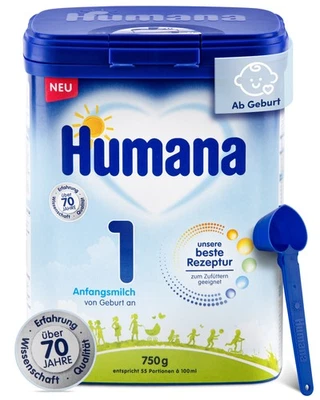 Humana 1 Anfangsmilch 750g – Pulver Säuglingsmilch – Babynahrung ab Geburt - Bild 1 von 4