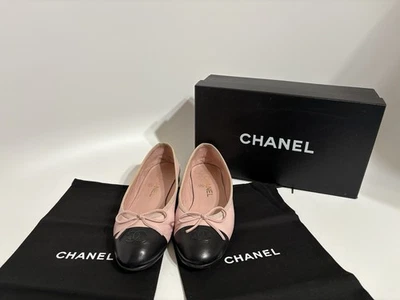 Vtg Chanel Pink Leather CC Logo Flats 36 - Image 1 of 4