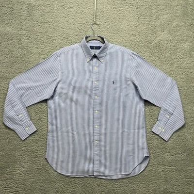 Camisa Ralph Lauren Para Hombre 16 34/35 Azul Blanco Rayas Algodón Abotonado Foto 1 de 4