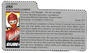 1987 Jinx v.1 mail away RED BACK FILE CARD grigio redback filecard GI Joe JTC - Foto 1 di 2