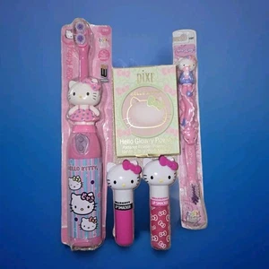 Lot: 2007 Hello Kitty Sanrio Toothbrush +Current Lip Gloss & Pixi Glow - Picture 1 of 1