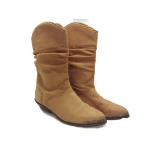 Zodiac Vintage Boots Leather Slouch Cowboy Western Tan Camel size 7 - Picture 1 of 7