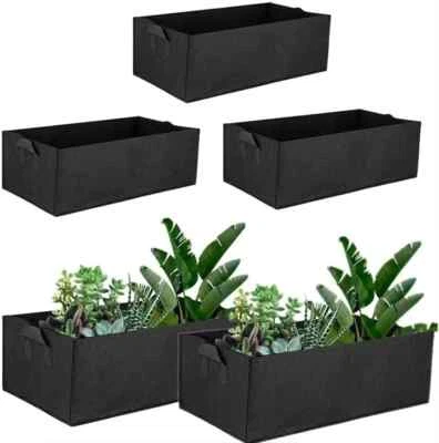 5 Pack Garden Grow Bags Felt Fabric Planters Rectangular Planting Containers - Image 1 of 4