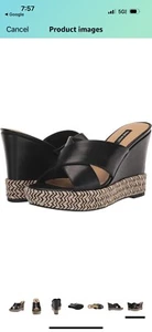 Nine West Womens Hues 3 Black Wedge Sandals Shoes 9.5 Medium (B,M) BHFO 2058 - Picture 1 of 7