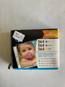 New Genuine HP 564 Cyan Magenta Yellow Ink Cartridges W/ Photo & Card Value Pack - Picture 1 of 4